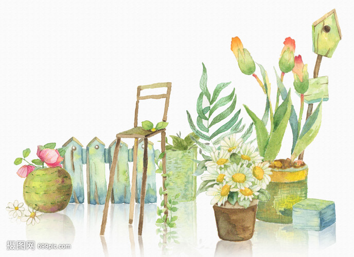 手繪水彩 花卉盆景的藝術(shù)魅力